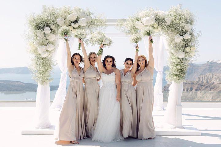 Powder Blue Infinity Bridesmaid Dress With Long Greek Style Skirt and  Multiway Straps Beach Party Convertible Prom Dresses in Dusty Blue 