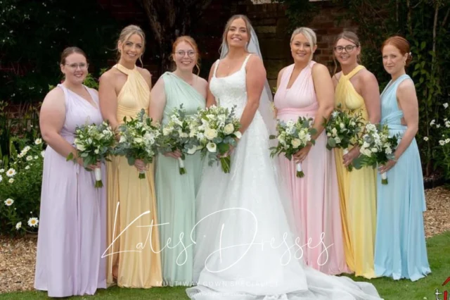 Our pastel multiway dresses with graceful thigh splits turned heads at this stunning church wedding. Classic silhouettes meet modern flair — with each bridesmaid styling her look to suit her own vibe.
⠀
Proof that elegance and edge can walk the aisle together.

Swipe for more gorgeousness 

Comment for colour combo 

#PastelBridesmaids #BridesmaidStyle #MultiwayDresses #WeddingInspo #ChurchWeddingLooks #LuxeBridalwear #ModernBridesmaids #EffortlessElegance