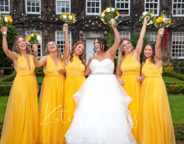 Sunshine in dress form.
Our mustard tulle multiway dresses bring soft movement, golden glow, and a breezy boho feel — styled here with bright sunflower bouquets for the ultimate warm-weather wedding look.

Lightweight, romantic, and endlessly versatile. One dress, countless ways to wear it — each one as joyful as the next.

Let the girls shine like the sun they carry.

Order now: www.katesdresses.co.uk

#MustardTulleMagic #SunflowerBridesmaids #MultiwayStyle #BohoWeddingInspo #GoldenHourGirls #BridesmaidGlow #SunshineAndTulle